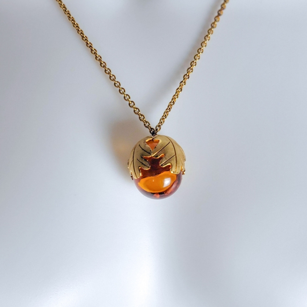 Baccarat leaf and Amber Necklace